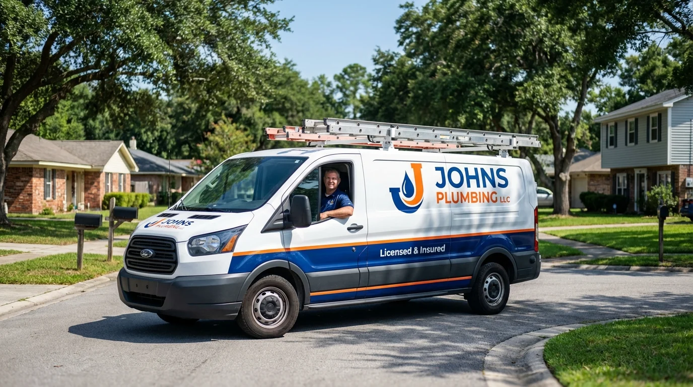 Johns Plumbing LLC service van in La Palma, CA