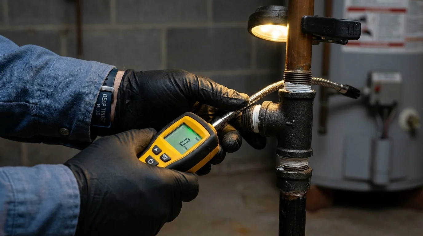 Gas leak detection with electronic sniffer by Johns Plumbing LLC in La Palma