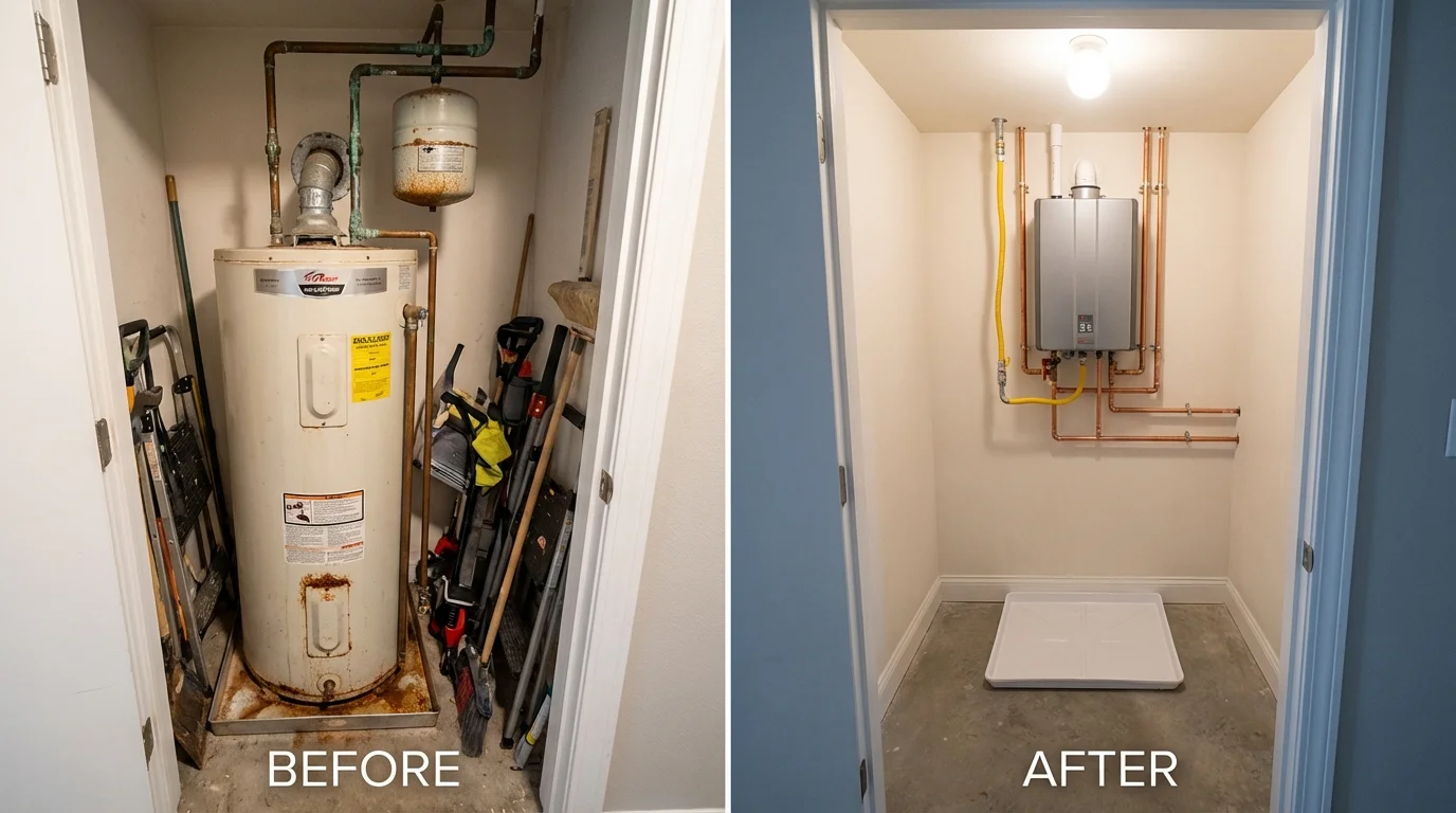 Tank water heater versus wall-mounted tankless unit comparison for La Palma, CA homeowners