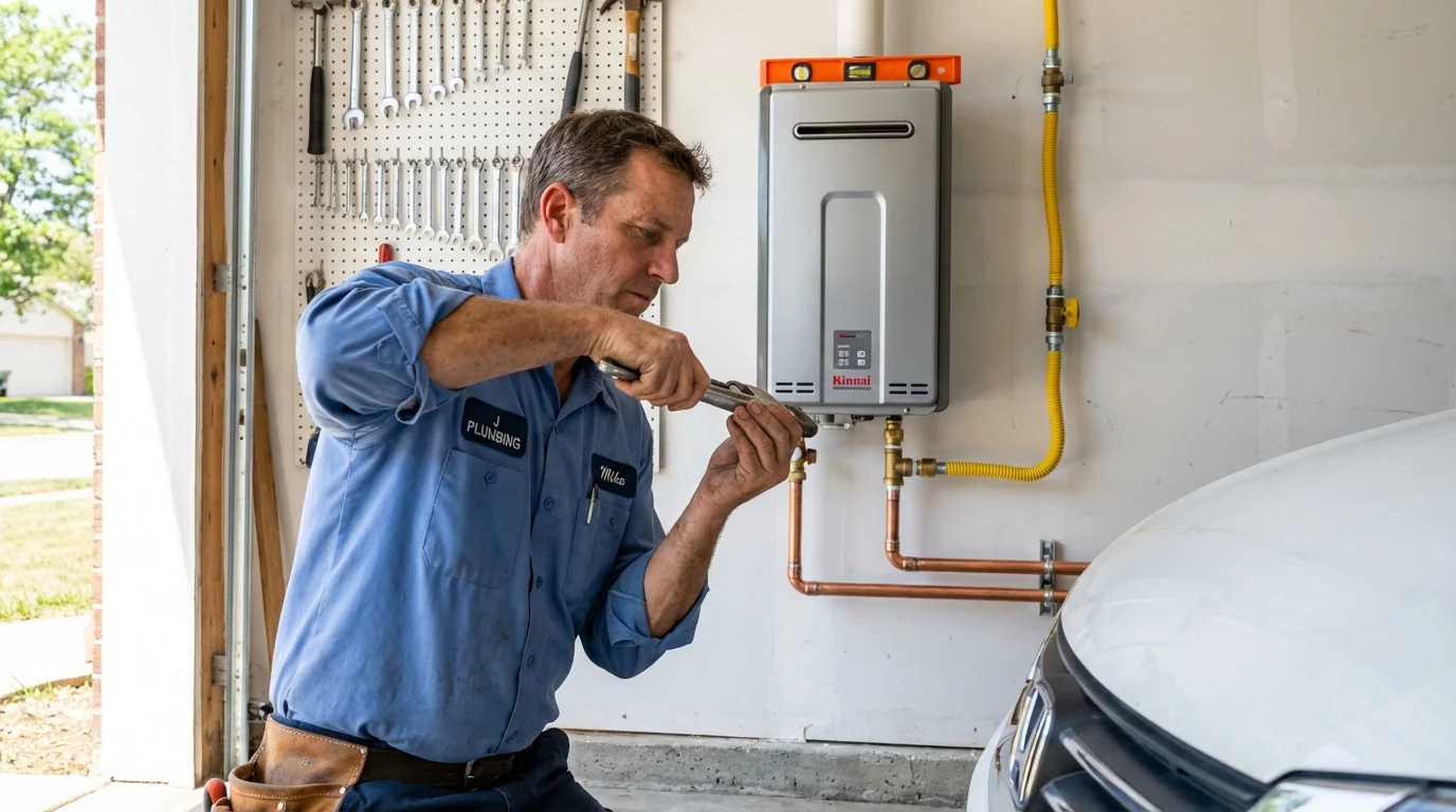 Tankless water heater installation by a Johns Plumbing LLC plumber in La Palma