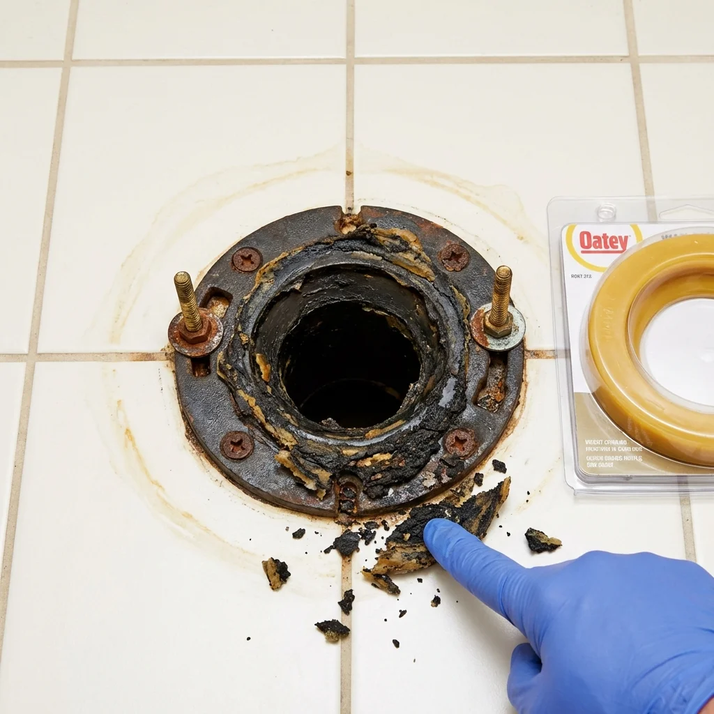 Failed wax ring showing water seepage at the base of a toilet in a La Palma, CA home